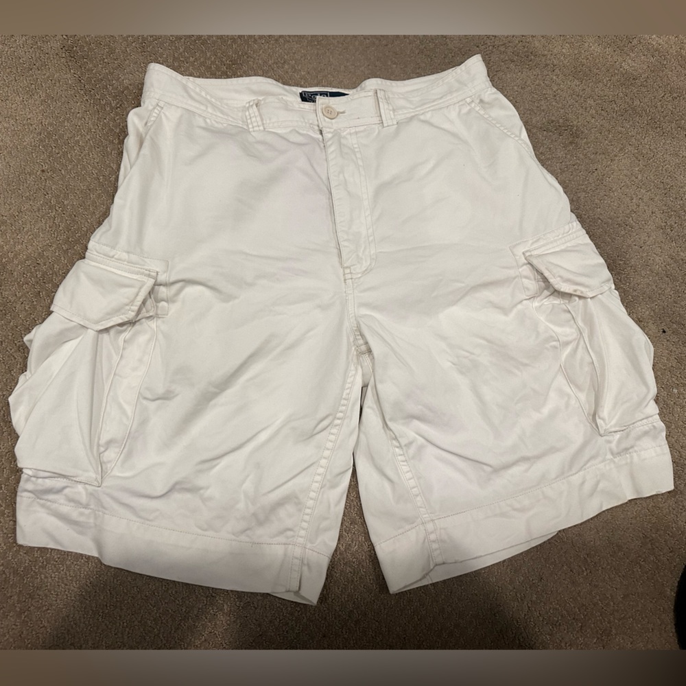 Polo Ralph Lauren Men's 33 White Chino Flat Front Cargo Shorts